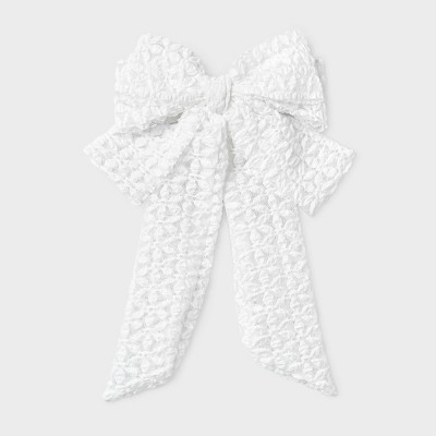 Lace Hair Bow Barrette with Tail - Wild Fable™ White