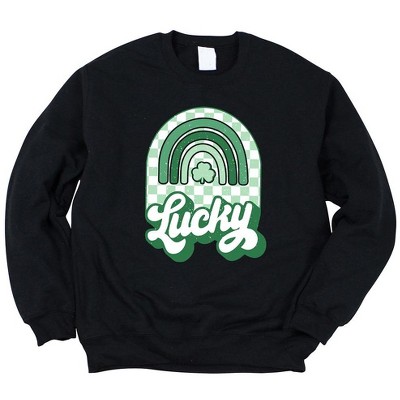 Simply Sage Market Women's Graphic Sweatshirt Lucky Shamrock Rainbow