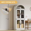 TROPOW Arched Kitchen Cabinet with Doors 71.4in Tall Wood Bookcase with 2 Drawers Farmhouse Kitchen Cupboard Storage Cabinet for Study Room - 3 of 4