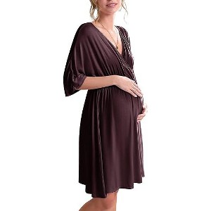 Ekouaer 3 in 1 Labor/Delivery/Hospital Gown Maternity Dress Nursing Nightgown Sleepwear for Breastfeeding - 1 of 4