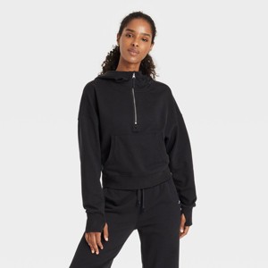 Women's French Terry 1/2 Zip Hooded Pullover Sweatshirt - JoyLab™ - 1 of 3