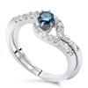 Pompeii3 3/4ct Blue & White Diamond Engagement Wedding Ring Set 14K White Gold - 4 of 4