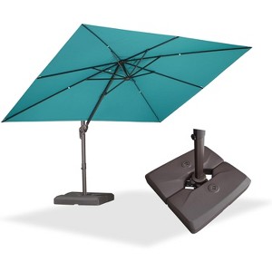 PURPLE LEA Cantilever Patio Umbrella with Base Included Square Umbrella with 360° Rotation and Aluminum Offset Hanging Outdoor Umbrella - 1 of 4