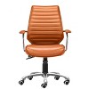Low Back Office Chair 37.4-40.6" H, Terracota – Adjustable Height, Chrome Frame, Faux Leather Upholstery By Zuo Modern - 4 of 4
