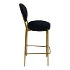 PAGED Round Bar Stools Set of 2, Velvet Upholstered Counter Height Barstools with Backrest & Footrest, Dining Chairs for Kitchen Island - 4 of 4
