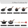 Aoibox Nonstick Cookware Set, 12-Piece Granite Coating Pots and Pans for All Stovetops, PFOA Free, Black - 2 of 4