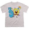 Boys' Spongebob Squarepants Birthday Hat I'M 9 T Shirt Silver Large - 2 of 4