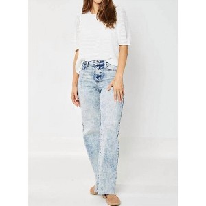 Women's High Waist Raw Hem Wide Leg Jeans - Judy Blue - 1 of 4