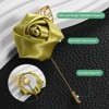 Unique Bargains Wedding Groom Suit Ribbon Rose Flower Lapel Pin with Gold Leaf 1 Pc - 2 of 4