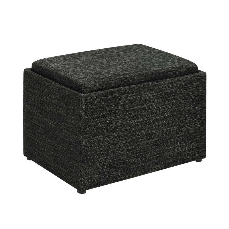 Breighton Home Luxe Comfort Storage Ottoman with Reversible Tray Top Lid Dark Charcoal Gray Fabric, 1 of 7