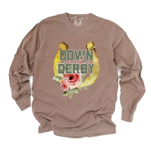 Simply Sage Market Women's Down and Derby Long Sleeve Garment Dyed Tee - 1 of 3