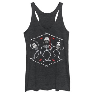 Women's Star Wars Halloween Vader Skeleton Dance Racerback Tank Top - 1 of 3