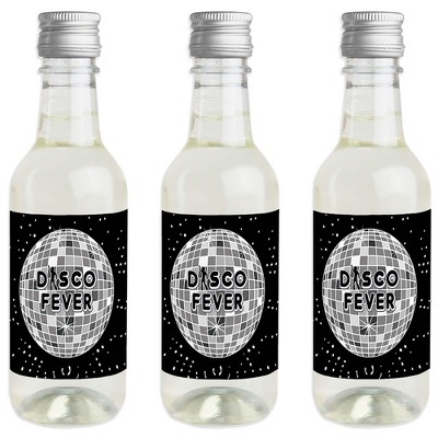 Big Dot of Happiness 70's Disco - Mini Wine and Champagne Bottle Label Stickers - 1970s Disco Fever Party Favor Gift for Women and Men - Set of 16