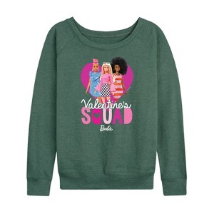 Women's - Barbie - Valentine's Squad Lightweight French Terry Wide Neck Long Sleeve Shirt - 1 of 4