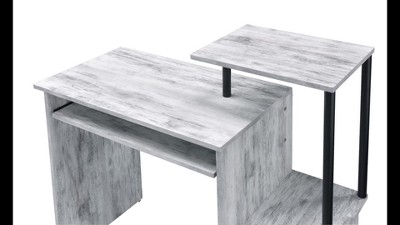 Executive Black Wooden Desk with Keyboard Tray and Storage