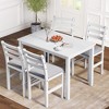 5 Piece Dining Table Set, Dining Room Table Set With Rectangle Table, 4 Upholstered Stools, Rubber Wood Space Saving Table Chair Set For Dining Room - 4 of 4