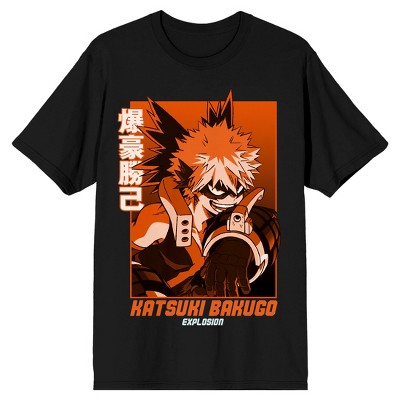 My Hero Academia Katsuki Bakugo Explosion Men's Black T-shirt-large ...