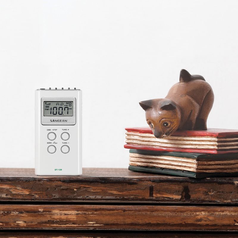 Sangean® Portable Pocket AM/FM Digital Clock Radio (White), 4 of 6