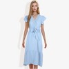 Anna-Kaci Women's V-Neck Wrap Dress with Swiss Dot Pattern and Lace Trim Detail Casual Summer Dress - 4 of 4