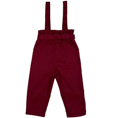 Image of Mixed Up Clothing Tirantes Paperbag Romper Maroon - 12 Months