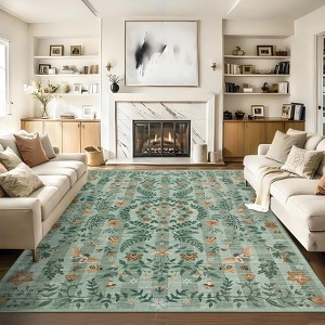 Floral Botanical Washable Rug for Living Room Soft Vintage Insect Butterfly Rugs Low Pile Carpet for Bedroom Dining Nursery Rug - 1 of 4