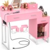 Aheaplus Vanity Desk with 4 Storage Drawers, Modern Makeup Vanity Table with Charging Station - 2 of 4