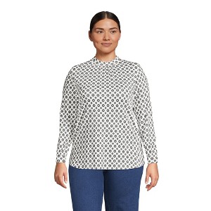 Lands' End Women's Jersey Long Sleeve Gathered Mock - 1 of 2