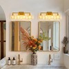 DAKAFUL Vintage Bathroom Vanity Light,2/3/4-Light E26 Base Vanity Fixture With Patterned Glass Shade&Iron Frame, Wall Sconce Over Mirror - 3 of 4