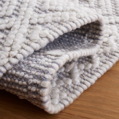 Grey and Ivory Hand-Tufted Wool Shag Area Rug