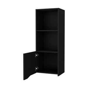 GlasFlength Decorative Storage Cabinets Accent Storage Cabinet Pima Wall Cabinet Wall Storage Shelf With 1 Door for Room, Black, 13.4"*16.1"*43.3" - 1 of 4