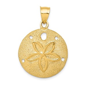 Black Bow Jewelry 14k Yellow Gold 25mm Laser Cut Sand Dollar Pendant - 1 of 4