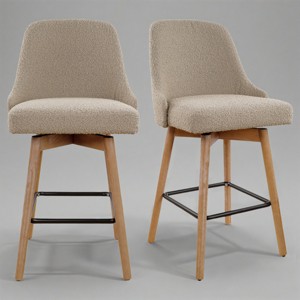 Art Leon Comfortable Upholstered Counter Height and Swivel Barstool with Solid Wood Frame - 1 of 3