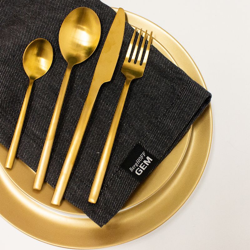 BergHOFF Gem 18/10 Stainless Steel Flatware Set, Black And Gold Plated, 4 of 7