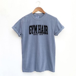 Simply Sage Market Women's Gym Hair Varsity Short Sleeve Garment Dyed Tee - 1 of 2