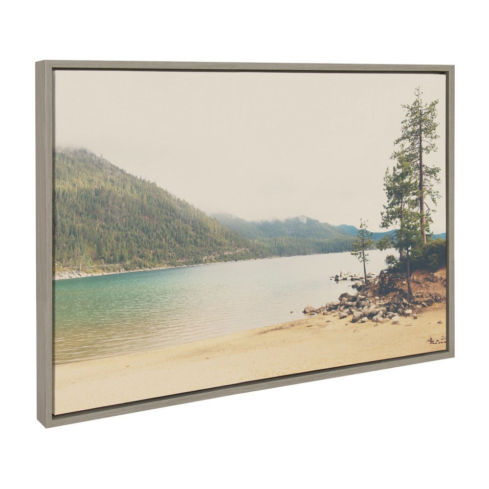 Photos - Other Decoration 23" x 33" Sylvie Lake Tahoe California Framed Canvas by Laura Evans Gray - Kate & Laurel All Things Decor: Contemporary Natu
