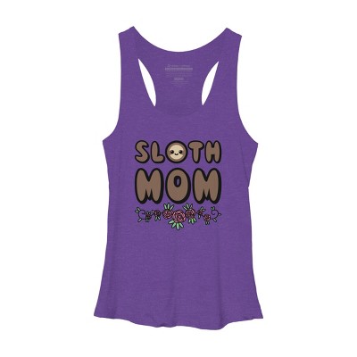Women's Design By Humans Sloth Mom Flowers By SlothgirlArt Racerback Tank Top