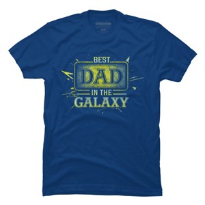 Men's Design By Humans Best Dad In Galaxy Badge By AmusingDesignCo T-Shirt - 1 of 2