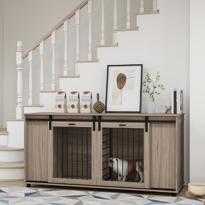 Akoasm Storable 71 Inch Dog Kennel & Crate Furniture End Table With Double Doors - 1 of 4