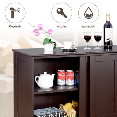 Dark Brown Painted Composite Wood Kitchen Storage Cabinet