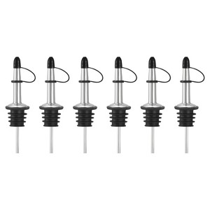 Unique Bargains Stainless Steel Leakproof Odorless Liquor Pourers with Rubber Dust Cap 6 Pcs - 1 of 4