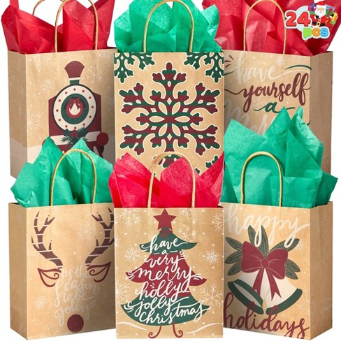 JOYIN 12 PCS 13.75 x 14 Christmas Large Tote Bags Holiday Reusable  Grocery Bags for Classroom Party Favor Supplies, Christmas Shopping Bags,  Xmas
