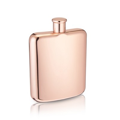 Copper Plated Stainless Steel Pocket Flask with Screw Top, 6 Ounces