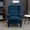 Resenkos Button-Tufted Accent Chair with High Wingback, Rounded Cushioned Armrests and Thick Padded Seat, Set of 2, 4 Chic Wood Legs, - 3 of 4