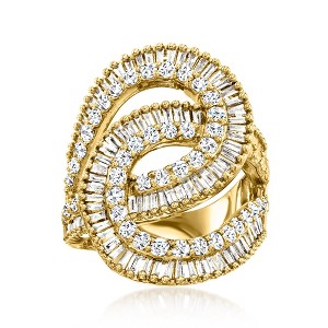 Ross-Simons 2.00 ct. t.w. Round and Baguette Diamond Interlocking-Loop Ring in 18kt Gold Over Sterling Size 5 - 1 of 4