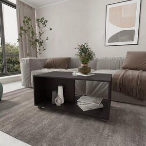 Wengue Coffee Table with Open Storage and Caster Wheels - 1 of 1