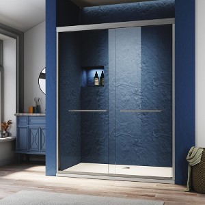 NicBex Shower Door 44-48"W x 72"H Adjustable Semi Frameless Double Sliding Glass Tub Door with 1/4" (6mm) Clear Tempered Glass - 1 of 4