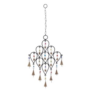 Eclectic Metal Abstract Windchime Brass/Black - Olivia & May - 1 of 4