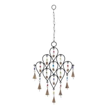 Eclectic Metal Abstract Windchime Brass/Black - Olivia & May