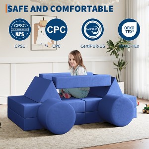 13-Piece Modular Fort-Building Play Couch (Purple) – Kids Convertible Foam Sofa, High-Density Toddler Imaginative Furniture for Playroom & Bedroom - 1 of 4