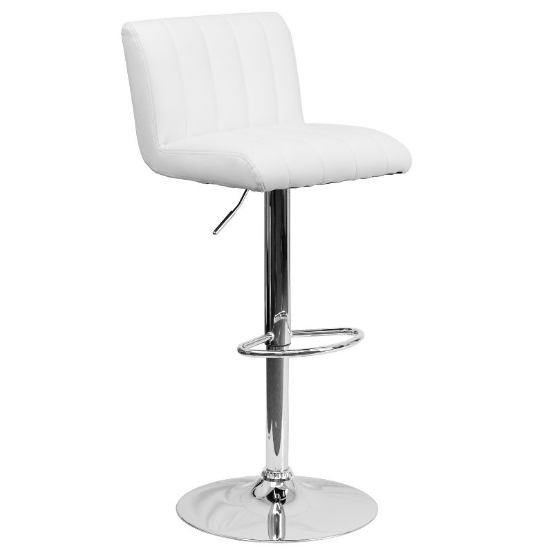Flash Furniture Contemporary Vinyl Adjustable Height Barstool with Vertical Stitch Back/Seat and Chrome Base, 1 of 11